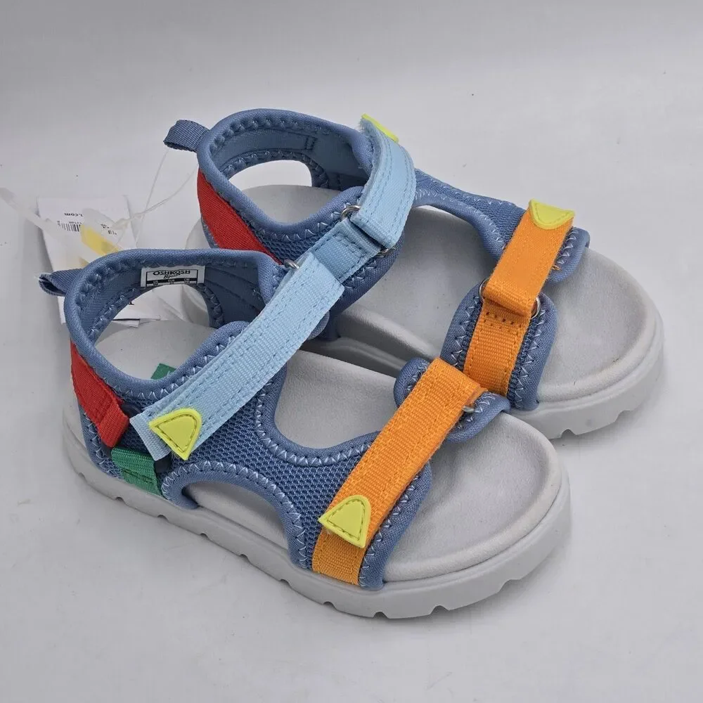 OshKosh B'Gosh Toddler Boy Hook & Loop Strap Sandal Meadow Size 8 MultiColor NWT